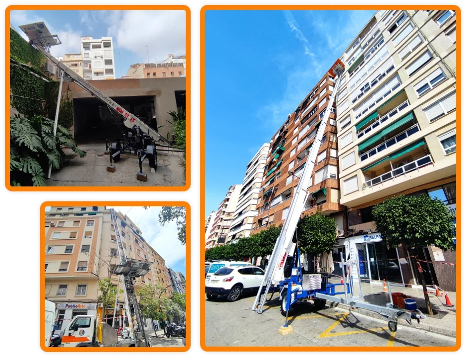 Fotografías de mudanzas realizadas mediante el servicio de alquiler de plataformas elevadoras