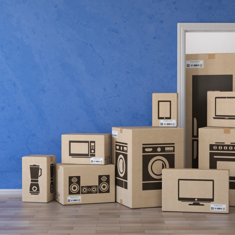 Fotografía de cajas para mudanza de materiales de construcción